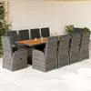 Image de vidaXL Ensemble à manger de jardin 11pcs avec coussins gris poly rotin