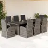 Image de vidaXL Ensemble à manger de jardin 9 pcs coussins gris résine tressée