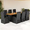 Image de vidaXL Ensemble à manger de jardin 9pcs coussins noir résine tressée