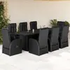 Image de vidaXL Ensemble à manger de jardin 9pcs coussins noir résine tressée