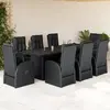 Image de vidaXL Ensemble à manger de jardin 9pcs coussins noir résine tressée