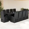 Image de vidaXL Ensemble à manger de jardin 11 pcs coussins noir résine tressée