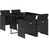 Image de vidaXL Ensemble à manger de jardin coussins 5pcs Noir Résine tressée