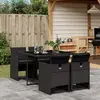 Image de vidaXL Ensemble à manger de jardin coussins 5pcs Noir Résine tressée
