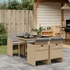 Image de vidaXL Ensemble à manger de jardin coussins 5 pcs mélange beige rotin