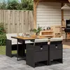 Image de vidaXL Ensemble à manger de jardin coussins 5pcs Noir Résine tressée