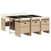 Image de vidaXL Ensemble à manger de jardin et coussins 7 pcs beige poly rotin
