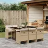 Image de vidaXL Ensemble à manger de jardin et coussins 7 pcs beige poly rotin