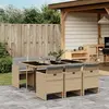 Image de vidaXL Ensemble à manger de jardin coussins 7 pcs mélange beige rotin