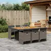Image de vidaXL Ensemble à manger de jardin et coussins 7 pcs gris rotin