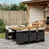 Image de vidaXL Ensemble à manger de jardin coussins 7pcs Noir Résine tressée