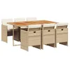 Image de vidaXL Ensemble à manger de jardin et coussins 7 pcs beige poly rotin