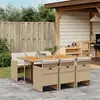 Image de vidaXL Ensemble à manger de jardin et coussins 7 pcs beige poly rotin