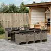 Image de vidaXL Ensemble à manger de jardin 9 pcs coussins gris résine tressée