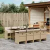 Image de vidaXL Ensemble à manger de jardin et coussins 9 pcs beige Poly rotin