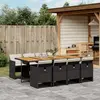 Image de vidaXL Ensemble à manger de jardin 9pcs coussins noir résine tressée