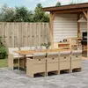 Image de vidaXL Ensemble à manger de jardin et coussins 9 pcs beige Poly rotin