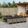 Image de vidaXL Ensemble à manger de jardin 11pcs avec coussins gris poly rotin