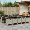 Image de vidaXL Ensemble à manger de jardin 11pcs avec coussins gris poly rotin