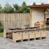 Image de vidaXL Ensemble à manger de jardin et coussins 11 pcs mélange beige