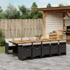 Image de vidaXL Ensemble à manger de jardin 11 pcs coussins noir résine tressée