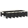 Image de vidaXL Ensemble à manger de jardin 13 pcs coussins noir résine tressée