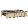 Image de vidaXL Ensemble à manger de jardin coussins 13 pcs mélange beige rotin