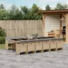 Image de vidaXL Ensemble à manger de jardin coussins 13 pcs mélange beige rotin