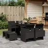 Image de vidaXL Ensemble à manger de jardin 9pcs coussins noir résine tressée