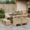 Image de vidaXL Ensemble à manger de jardin et coussins 9 pcs beige Poly rotin
