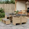 Image de vidaXL Ensemble à manger de jardin et coussins 9 pcs mélange beige