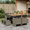 Image de vidaXL Ensemble à manger de jardin 9 pcs coussins gris résine tressée