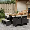 Image de vidaXL Ensemble à manger de jardin 9pcs coussins noir résine tressée