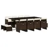 Image de vidaXL Ensemble à manger de jardin avec coussins 13 pcs marron rotin