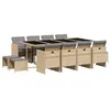 Image de vidaXL Ensemble à manger de jardin coussins 13 pcs mélange beige rotin