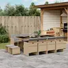 Image de vidaXL Ensemble à manger de jardin coussins 13 pcs mélange beige rotin