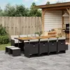 Image de vidaXL Ensemble à manger de jardin 13 pcs coussins noir résine tressée