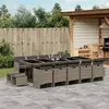 Image de vidaXL Ensemble à manger de jardin 15 pcs coussins gris résine tressée
