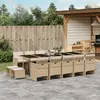 Image de vidaXL Ensemble à manger de jardin et coussins 15 pcs beige