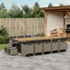 Image de vidaXL Ensemble à manger de jardin 15 pcs coussins gris résine tressée