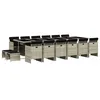 Image de vidaXL Ensemble à manger de jardin et coussins 17 pcs gris clair rotin