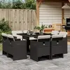 Image de vidaXL Ensemble à manger de jardin 9pcs coussins noir résine tressée