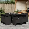 Image de vidaXL Ensemble à manger de jardin 9pcs coussins noir résine tressée
