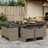 Image de vidaXL Ensemble à manger de jardin 9 pcs coussins gris résine tressée