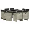 Image de vidaXL Ensemble à manger de jardin et coussins 9 pcs gris clair rotin