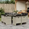 Image de vidaXL Ensemble à manger de jardin et coussins 9 pcs gris clair rotin