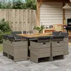 Image de vidaXL Ensemble à manger de jardin 9 pcs coussins gris résine tressée
