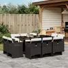 Image de vidaXL Ensemble à manger de jardin 11 pcs coussins noir résine tressée