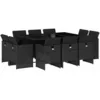 Image de vidaXL Ensemble à manger de jardin 11 pcs coussins noir résine tressée