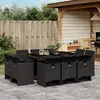 Image de vidaXL Ensemble à manger de jardin 11 pcs coussins noir résine tressée